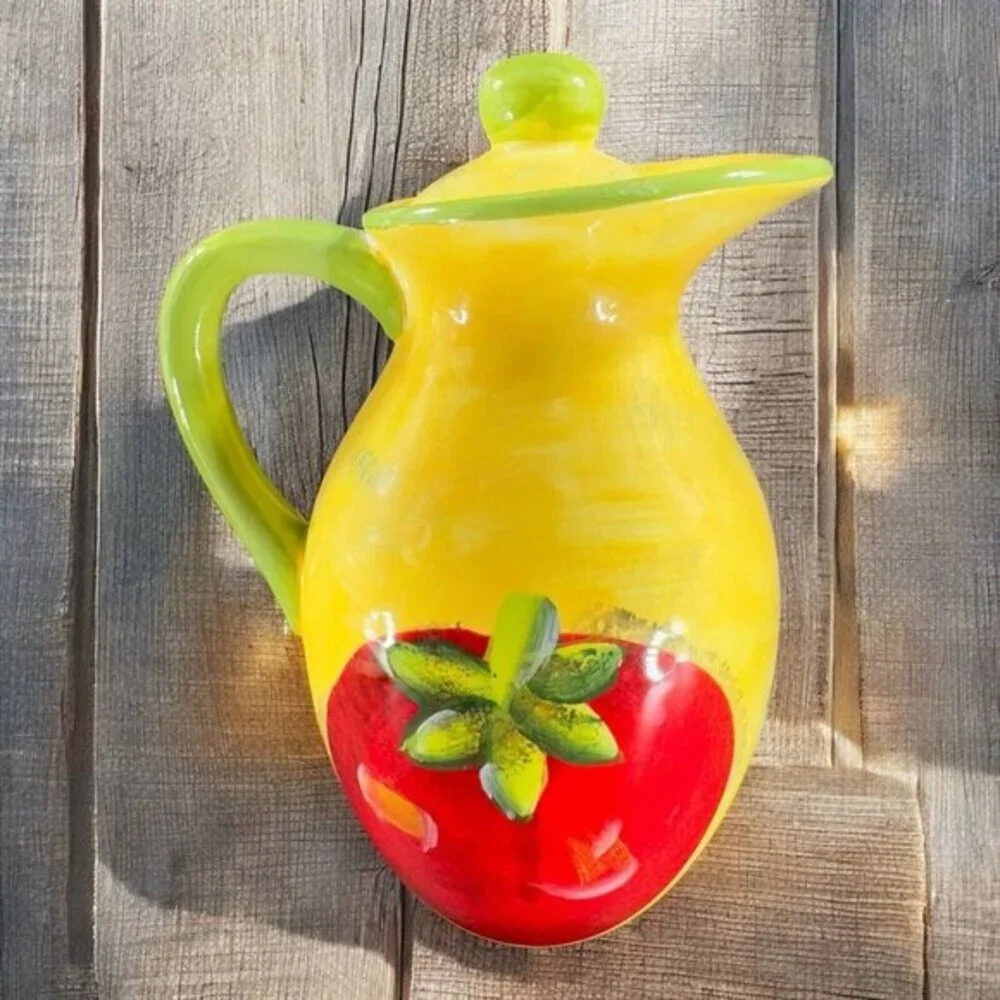 Certified International Stephania Ferri Ceramic Pitcher Jug Carafe With Lid READ